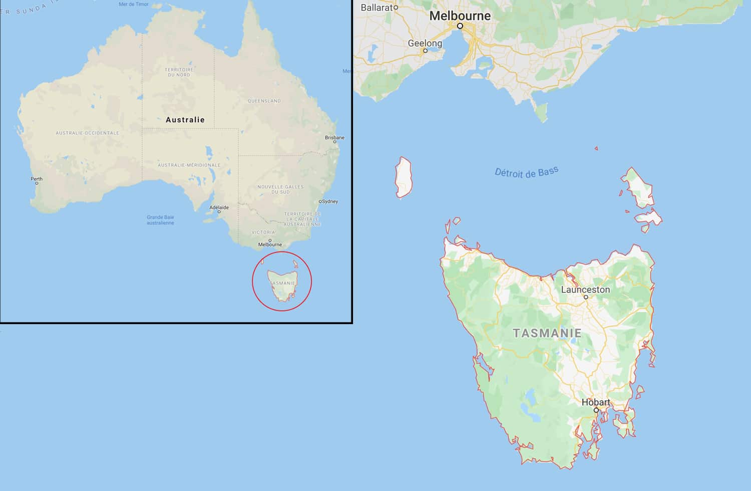 Où se situe la Tasmanie ? Carte de la Tasmanie