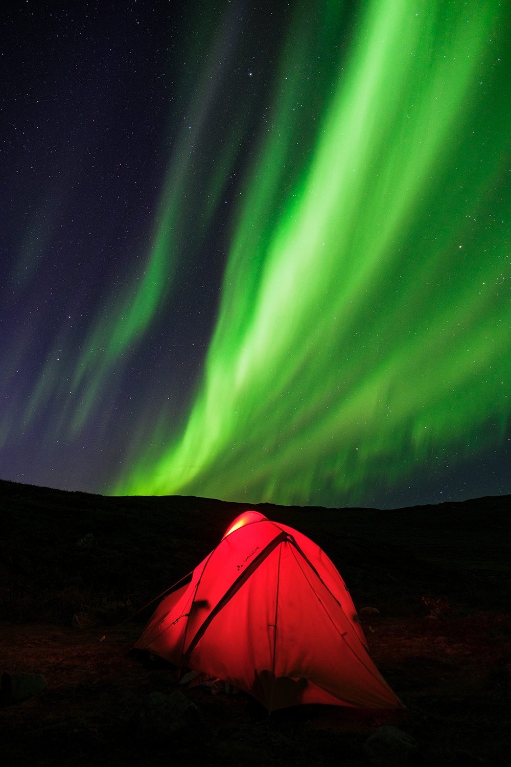Blog de randonnée bivouac en tente et aurore boréale