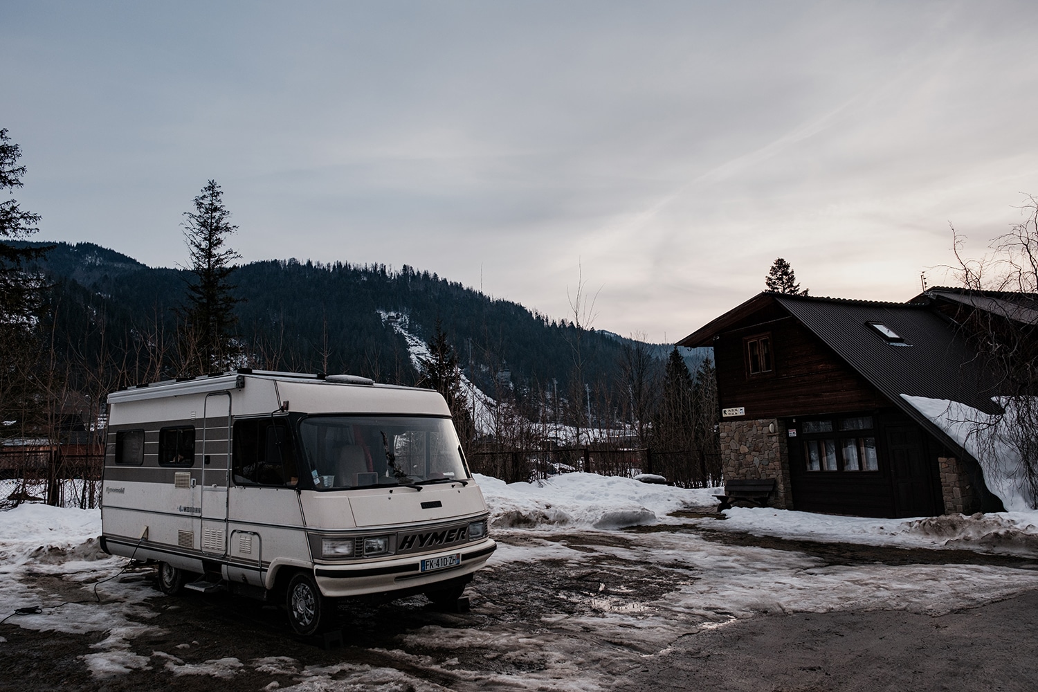 Camping-car en Pologne en hiver